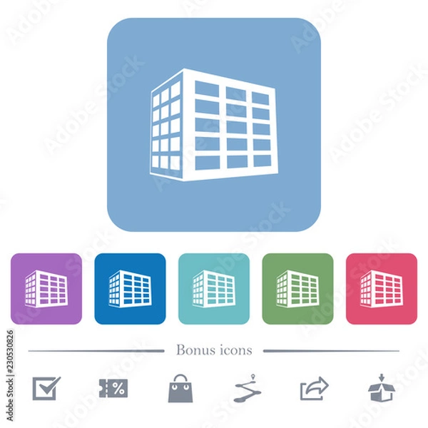 Fototapeta Office block flat icons on color rounded square backgrounds