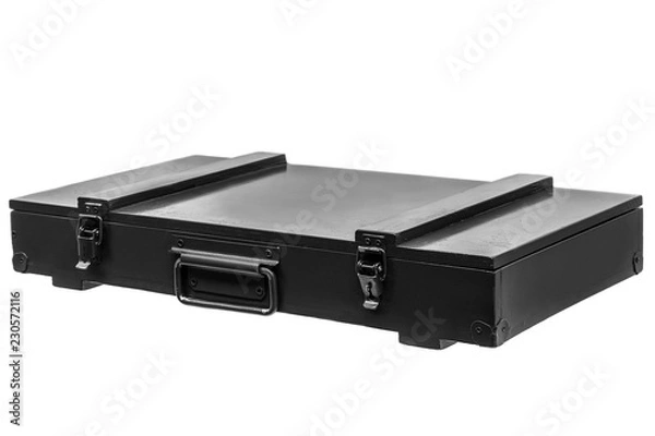 Obraz wooden black box for weapons isolated on white