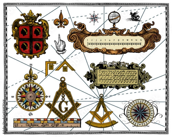 Obraz Antique map elements