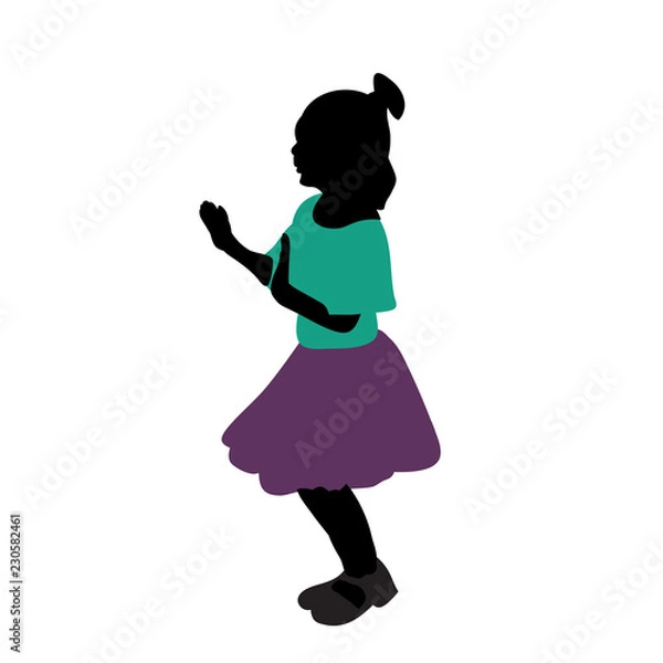 Fototapeta silhouette little girl dancing