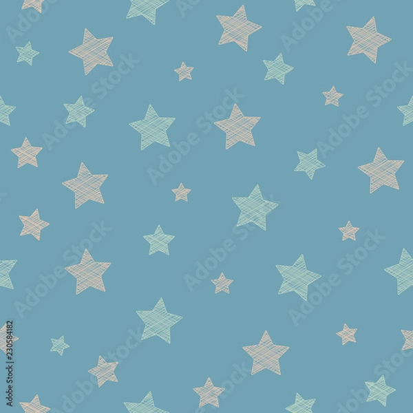Fototapeta Wrapping paper with hand drawn stars. Vector.