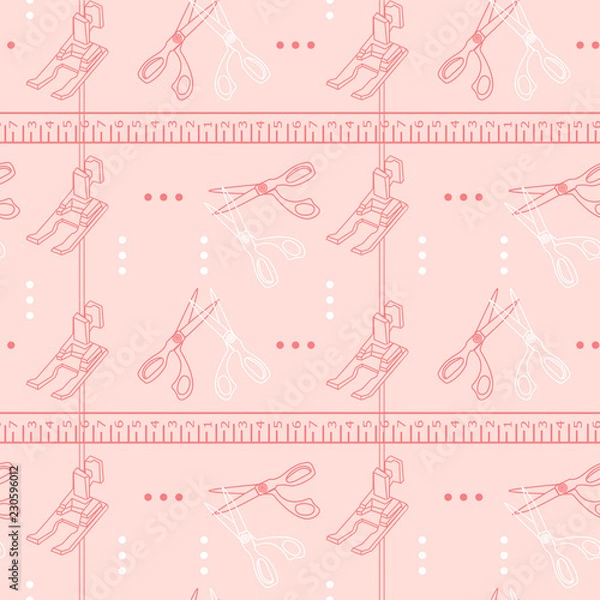 Fototapeta Sewing tools seamless print