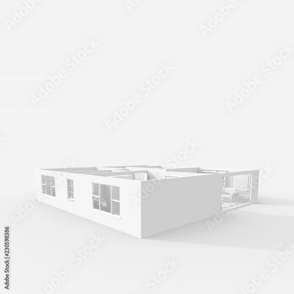 Fototapeta 3d interior rendering of white furnished home apartment