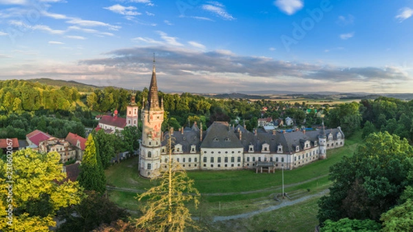 Fototapeta Panorama of Palace in Bożków aerial view