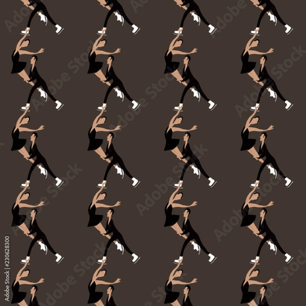 Fototapeta Figure skating seamless pattern beige background