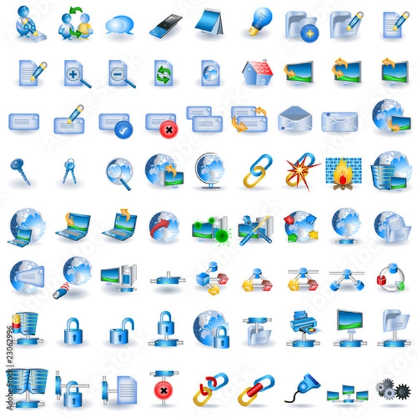 Fototapeta Lightblue network icons