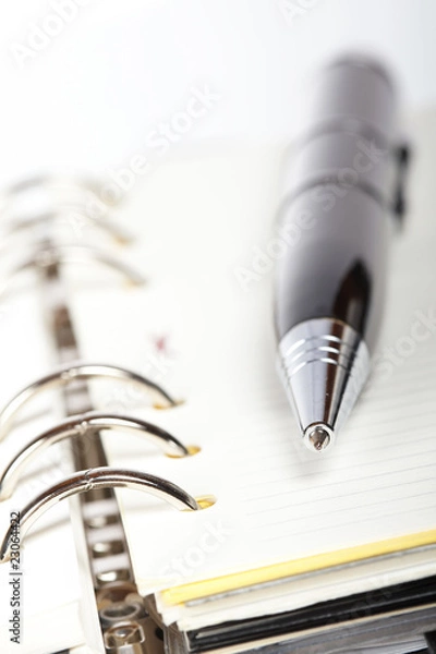 Obraz Detail of pen and opened agenda