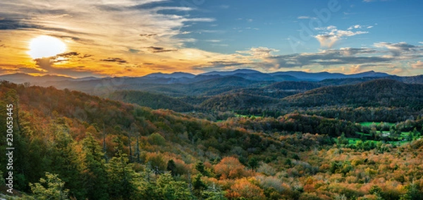 Fototapeta Autumn Sunset at Flat Rock on the Blue Ridge Parkway - North Carolina