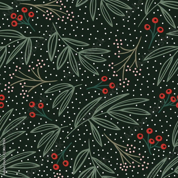 Fototapeta kbecca_vector_botanical_winter_seamless_pattern_tile