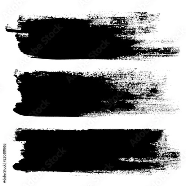 Fototapeta Vector set of grunge brush strokes. Black vector brush strokes collection. Black paint spots vector set