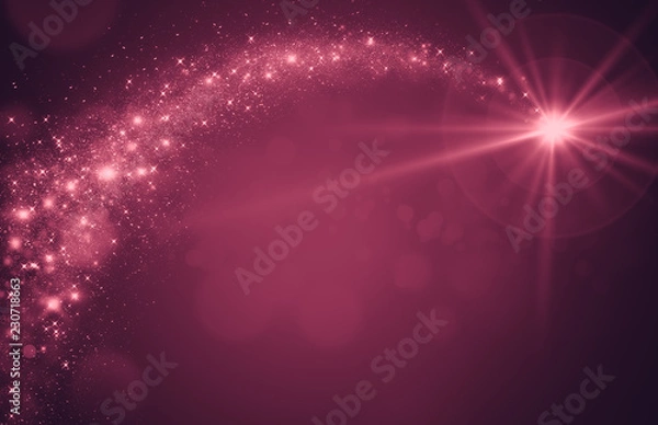 Obraz Abstract Bright white Star with red background. Shooting star. Meteoroid. asteroid, comet