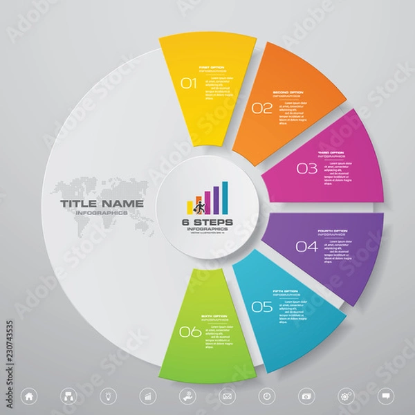 Obraz 6 steps cycle chart infographics elements. EPS 10.	