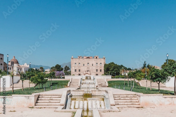 Fototapeta  La Zisa in Palermo Sicily, shot of one of the best preserved Norman castles in Italy