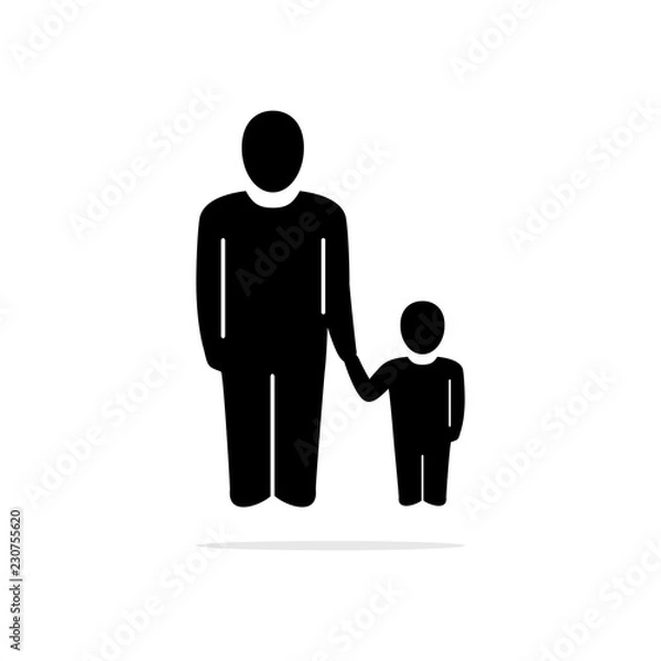 Fototapeta Daddy hold hands child icon. Vector concept illustration for design.