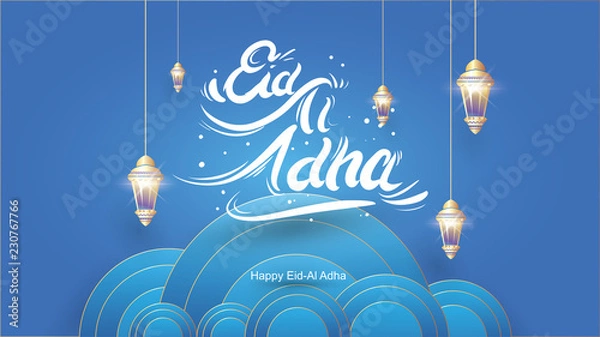 Obraz Eid al-Adha handwritten design with fun concept and pastel color