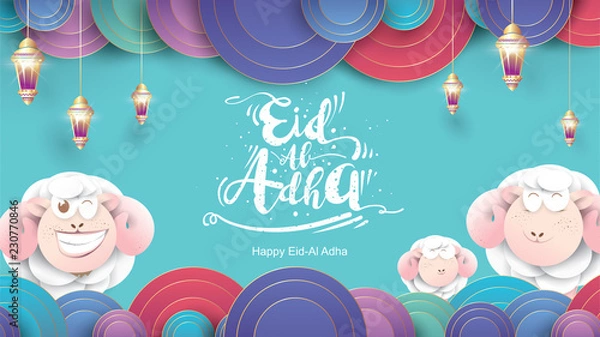 Obraz Eid al-Adha handwritten design with fun concept and pastel color