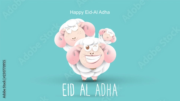 Obraz Eid al-Adha handwritten design with fun concept and pastel color