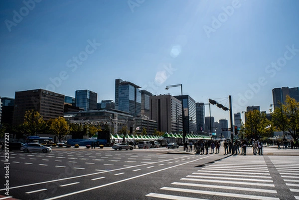 Fototapeta 韓国ソウルの街並み