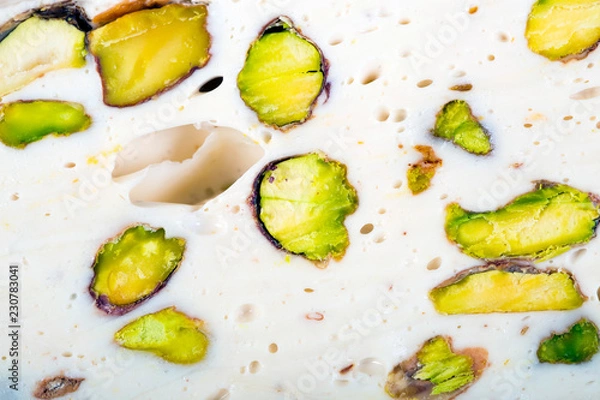 Fototapeta Turkish nougat with pistachio background