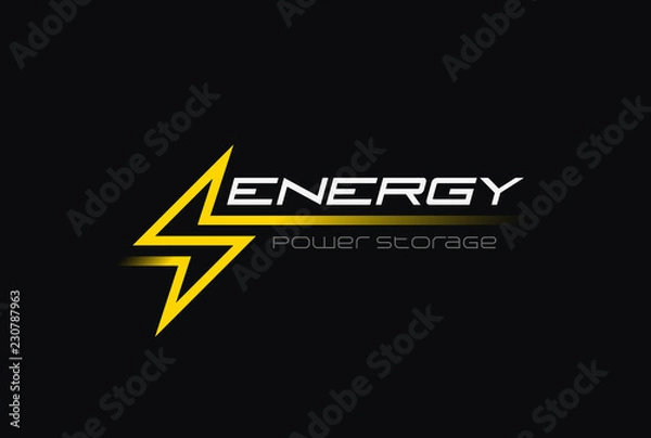 Fototapeta Flash Thunderbolt Energy Power Logo wektor ikona baterii liniowej