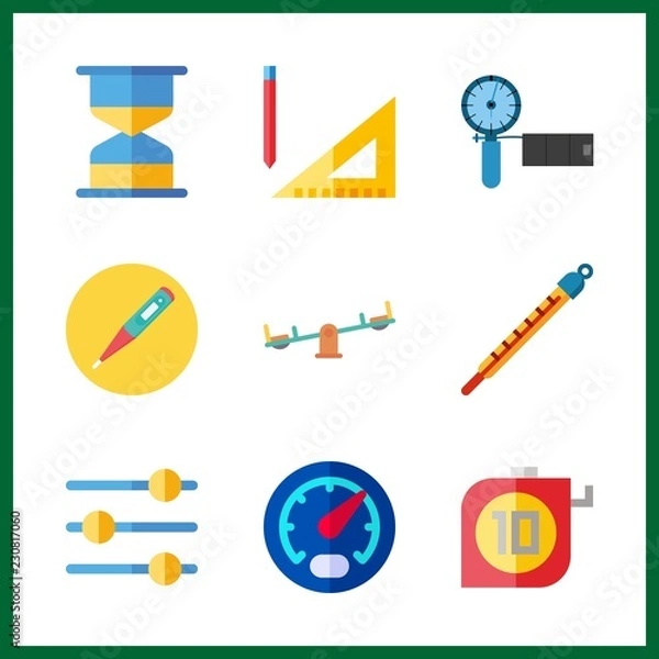 Fototapeta measurement icon. levels and thermometer vector icons in measurement set. Use this illustration for measurement works.