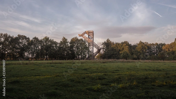 Fototapeta Tower in Onlanden near Groningen, for a nice view over the wetlands