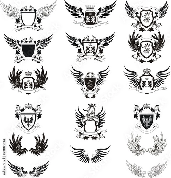 Obraz Collection of vintage vector coat of arms