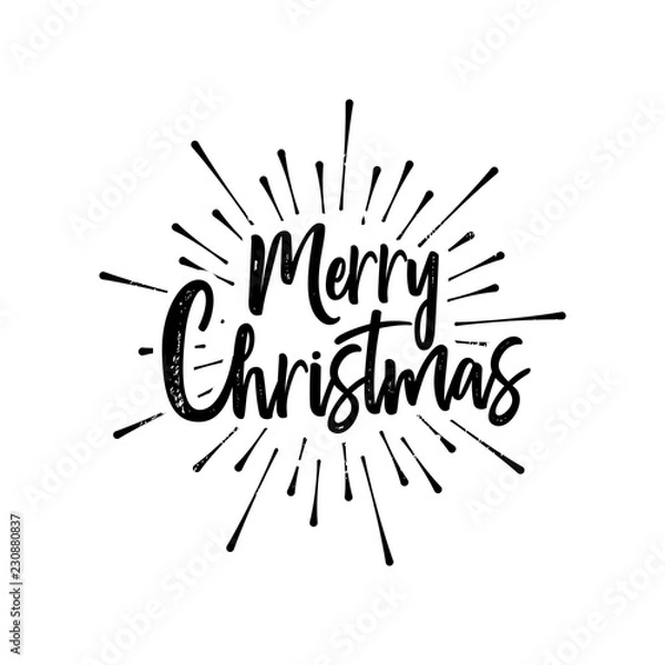 Fototapeta Merry Christmas grunge texture typography quote