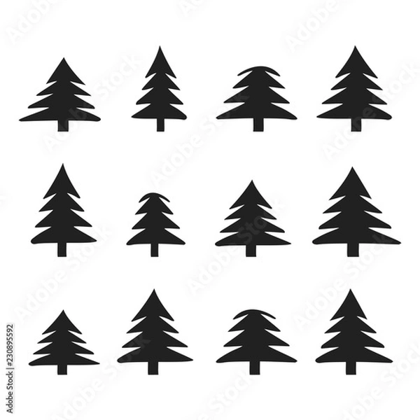 Obraz Christmas trees icons set vector