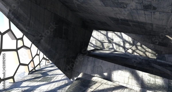 Obraz Abstract white and concrete interior. 3D illustration and rendering.