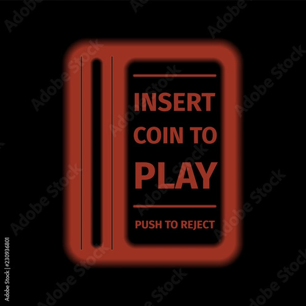 Fototapeta Arcade Machine Włóż gniazdo monet. Ilustracji wektorowych.