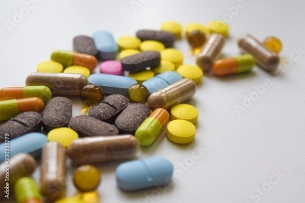 Obraz pills on white background