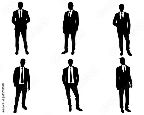 Fototapeta Men silhouettes on white background