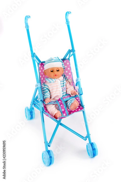 Obraz Toy stroller on white background 