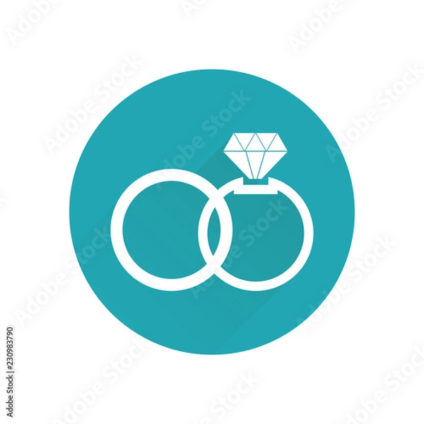 Fototapeta Vector wedding rings icon. Flat design