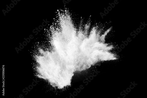 Obraz White powder explosion on black background. 