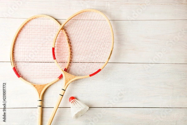 Obraz Badminton rackets and shuttlecock