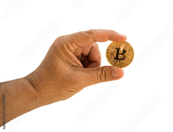 Obraz bitcoin in hand.