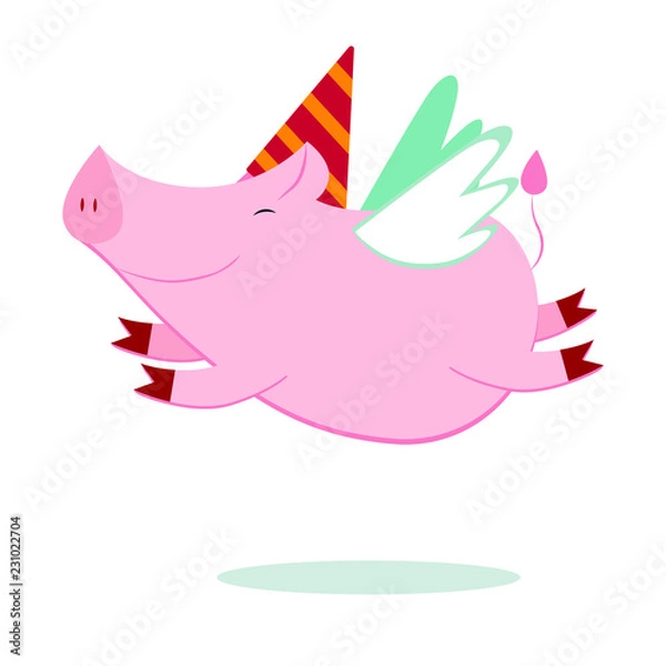 Obraz Happy pig flying 