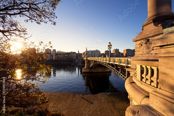 Obraz Sunset on Fragnee bridge in Liege
