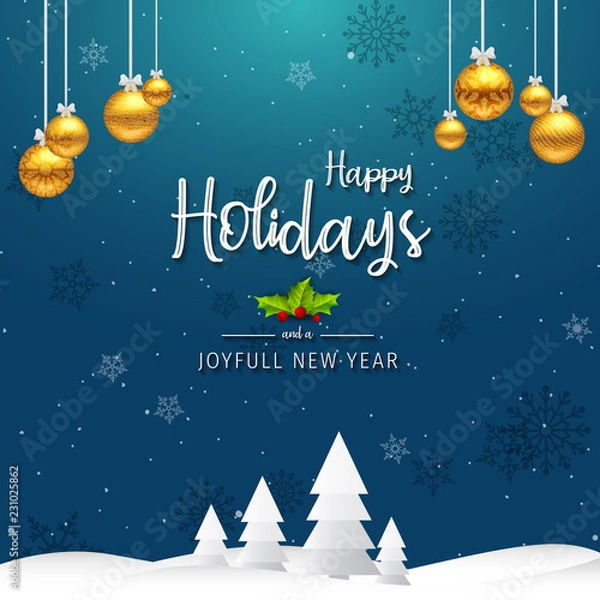 Fototapeta Happy Holidays and Joyful New Year Greeting Card. Happy Holidays and Joyful New Year Vector Design.