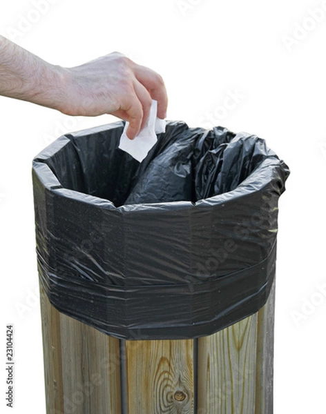 Obraz Hand throwing crumpled paper in the litterbin.