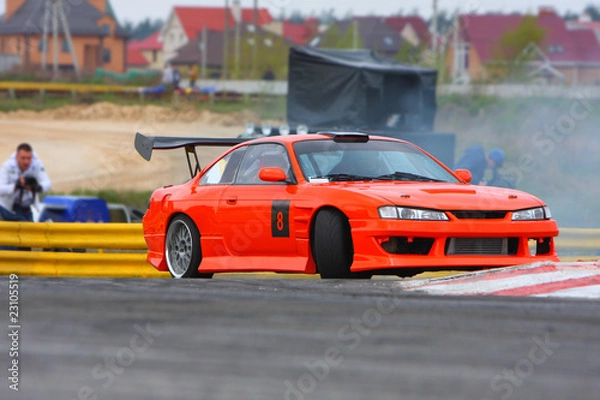 Obraz Red car drifting