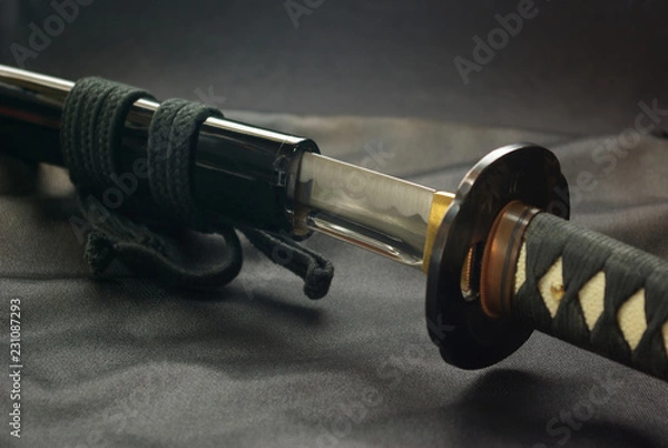 Obraz 鞘から少し抜いた居合練習刀