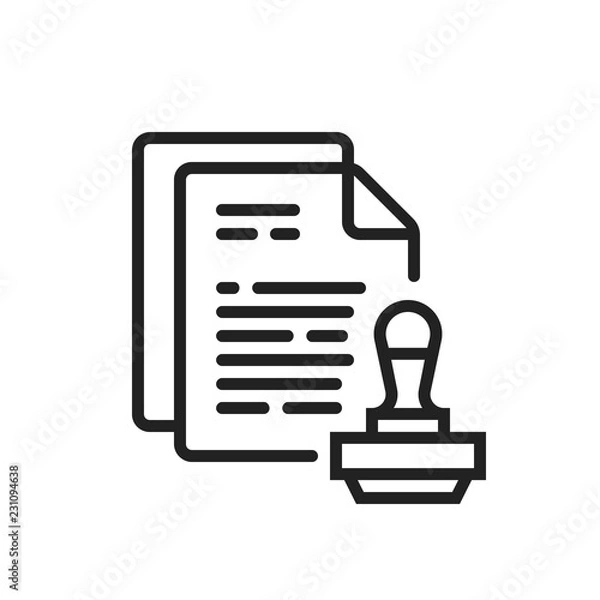 Fototapeta Stamp Document Icon Vector Line Outline