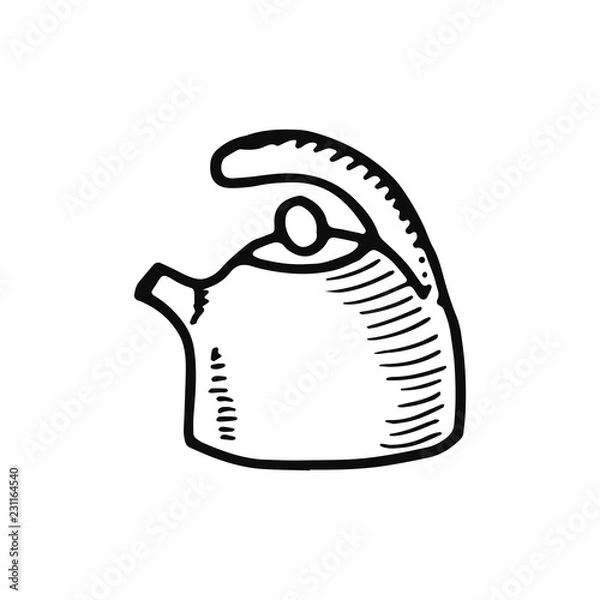 Fototapeta kettle icon. Isolated sketch for infographic object on light background.