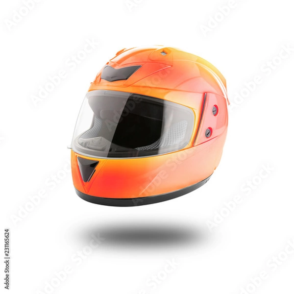Fototapeta Motorcycle helmet over isolate on white with clipping path.