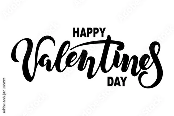 Fototapeta Happy Valentine's Day text isolated on background. Handwritten lettering Valentines as logo,  badge. Vector illustration for Valentine's day card, invitation, web.