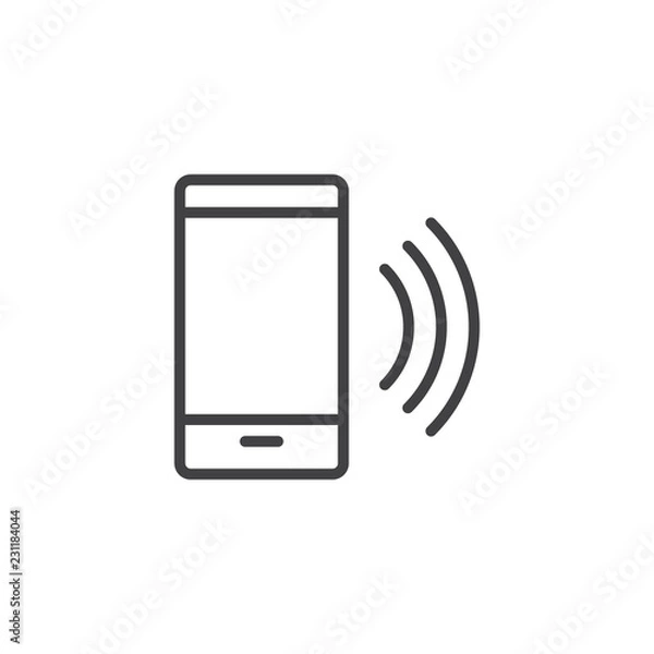 Fototapeta Smartphone call outline icon. linear style sign for mobile concept and web design. Ringing mobile phone simple line vector icon. Symbol, logo illustration. Pixel perfect vector graphics