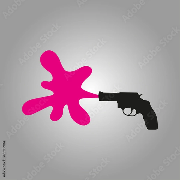 Obraz drawing of a pistol with bright spots